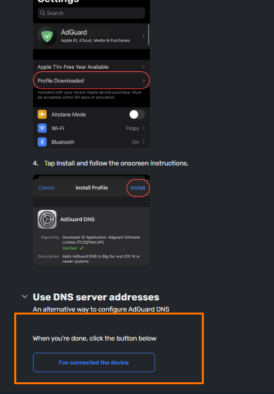 iphone dns.adguard.com