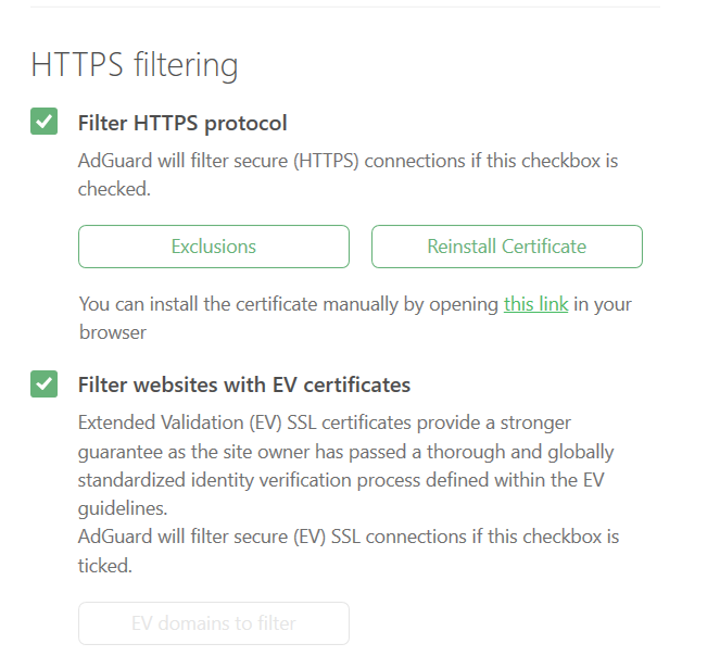 adguard https filtering safe